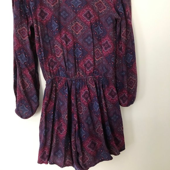 Purple Boho Long Sleeved Romper - Picture 3 of 3
